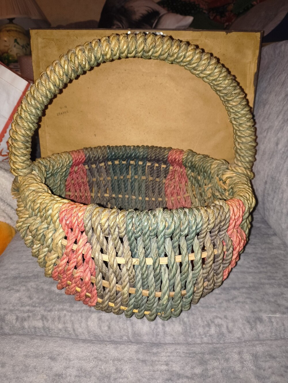 Woven Multi-Color Decorative Handled Basket - Home Accents